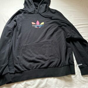 Adidas Black Hoodie with Colorful Trefoil